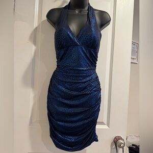 Body Central Navy Cheetah Print Backless Dress